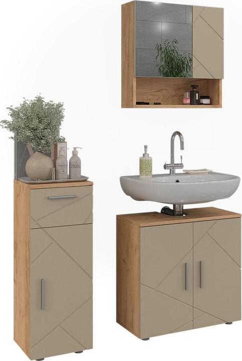 Produktbild Vicco Badmöbel-Set 3-teilig Irma, Goldkraft Eiche/Beige, 3 Teile