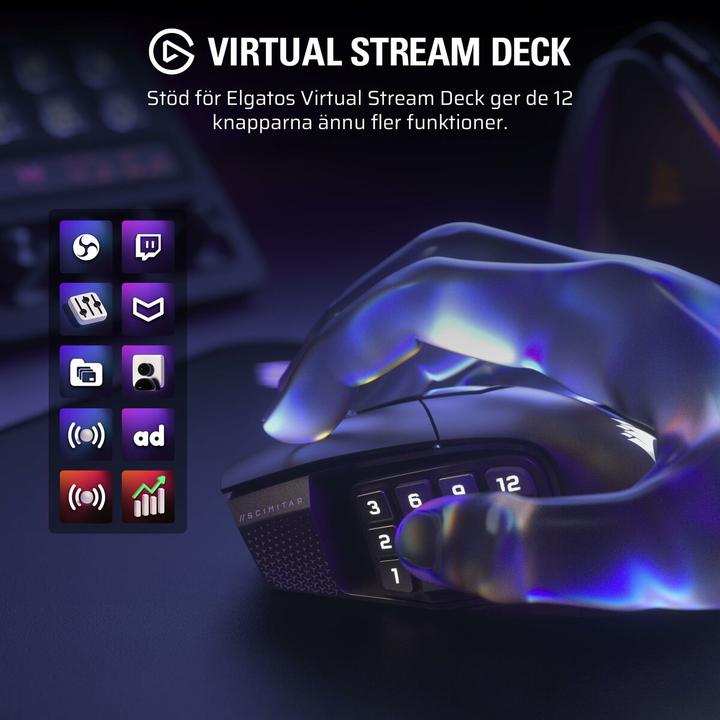 Actual product image Corsair Gaming-Maus Scimitar Elite Wireless SE, Maus Features (Wireless)