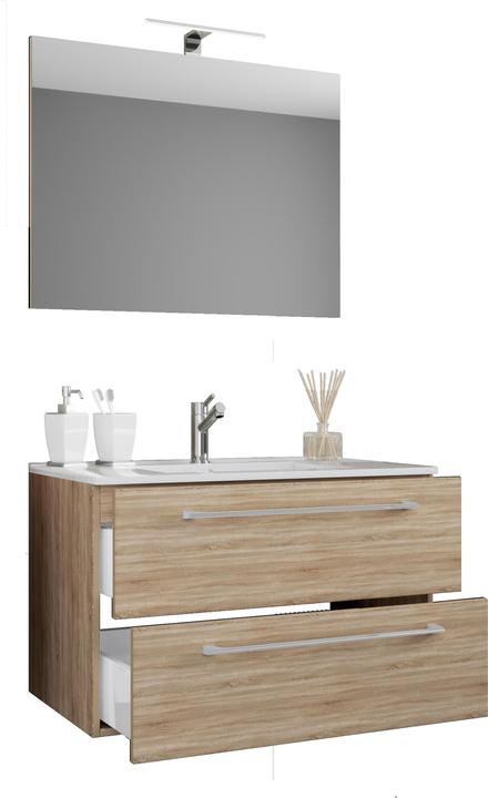 Actual product image VCM 3-piece wash place washbasin Badinos 2 drawers mirror
