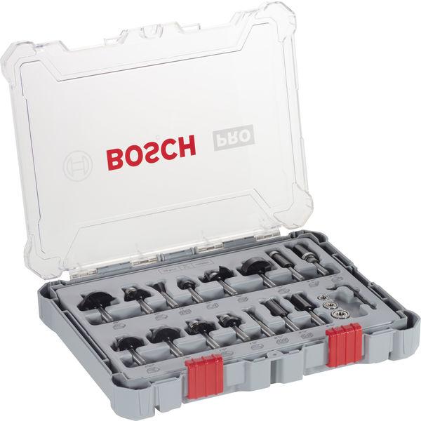 Image du produit Bosch Professional Zubehör Jeu de 15 fraises, tige de 1/4 de pouce pour fraiseuses à main
