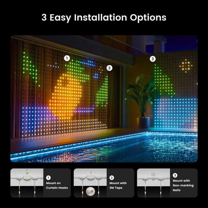 Produktbild Yeelight Curtain Light - 12V-475L-1.5mx2m-BLE –⁠⁠⁠⁠⁠⁠ YLYDD-0053