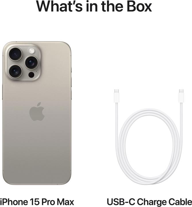 Image du produit Apple iPhone 15 Pro Max (512 Go, Titane naturel, 6.70", SIM + eSIM, 48 Mpx, 5G)