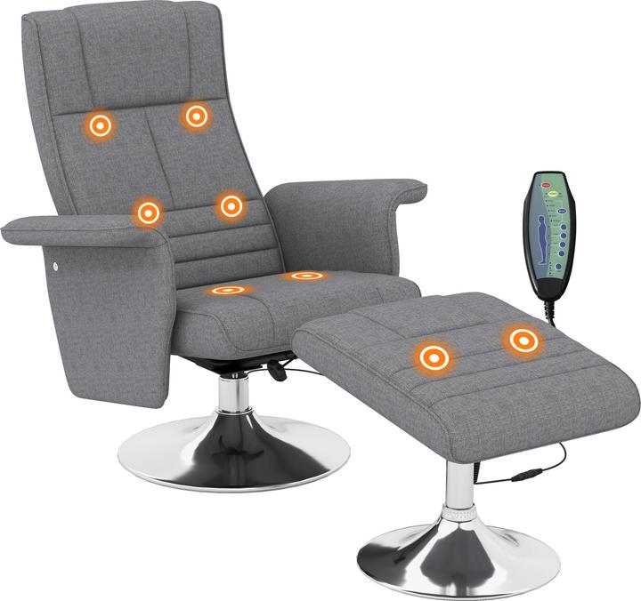 Image du produit Homcom Massagesessel mit Fusshocker Leinenstoff (100% Polyester), Schaumstoff, Stahl Dunkelgrau