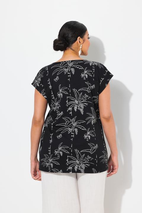 Immagine prodotto Ulla Popken Top dal taglio squadrato e smanicato con palme e scollo a tunica (60)