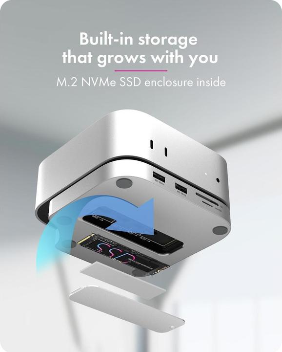 Produktbild Icy Box Club Dock 100 Mac mini Docking Station mit NVMe (USB-C, 4 Ports)