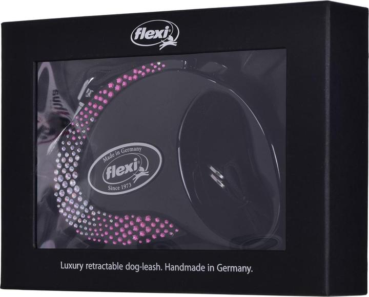Actual product image Flexi Glam Composition with Swarovski crystals M - Dog Retractable Leash - 5 m - Black (M, Dog, Walks)