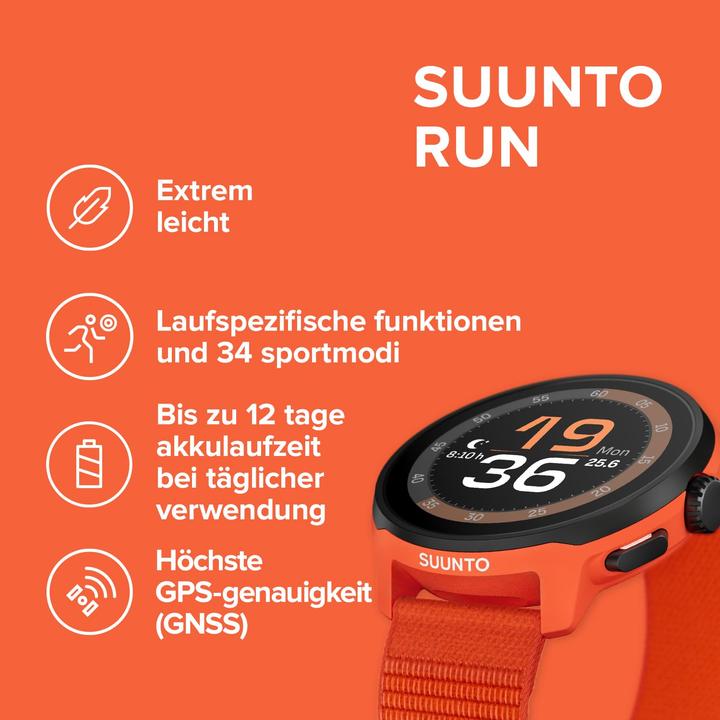 Immagine prodotto Suunto Run Sports Watch, 46 mm, Coral Orange silicone band (46 mm)