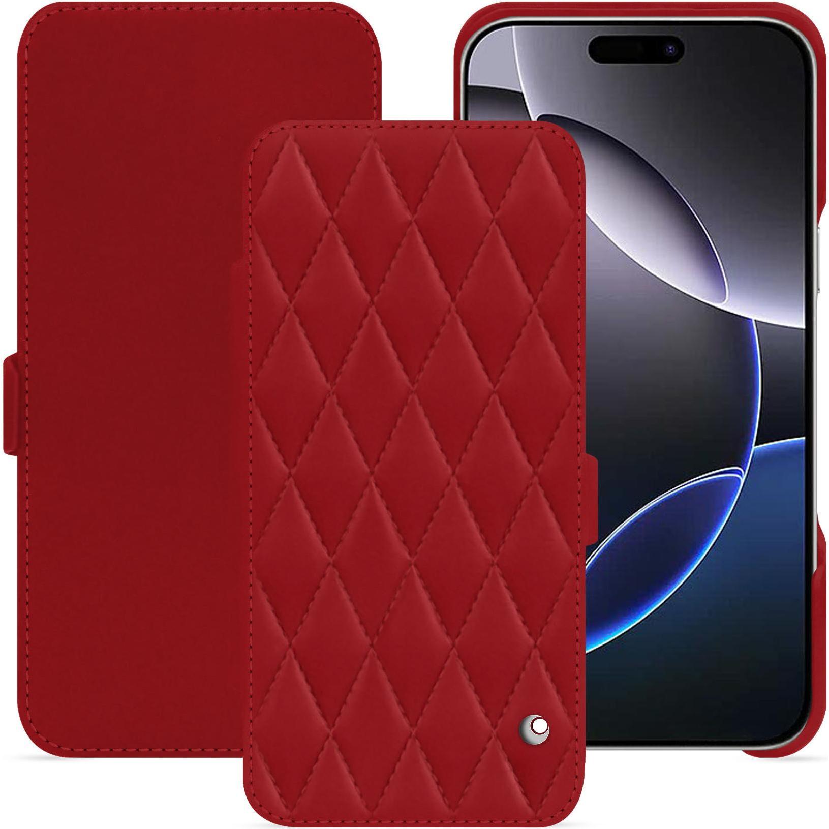 Noreve Lederschutzhülle horizontal (Apple iPhone 16 Pro Max), Smartphone Hülle, Rot