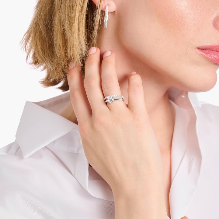 Produktbild Thomas Sabo Ring mit weissem Stein in Herzform (50, 925 Silber)