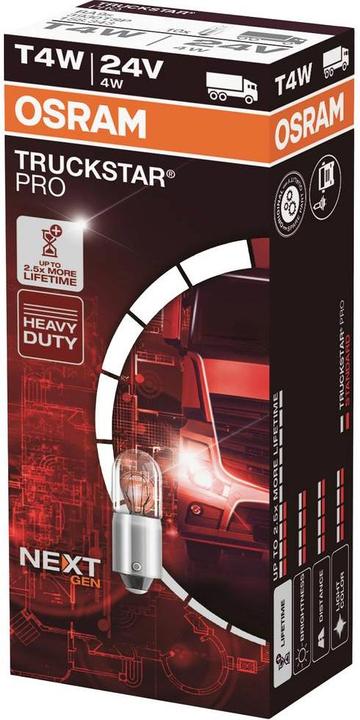 Actual product image Osram TRUCKSTAR PRO T4W, halogen signal lamp, 24V truck lamp, folding box (10 lamps) (T4W)