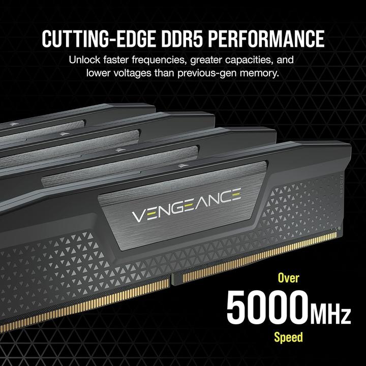 Image du produit Corsair DDR5 64GB PC 6600 CL32 KIT (2x32GB) VENGEANCE noir détail (2 x 32GB, 6600 MHz, RAM DDR5, DIMM)