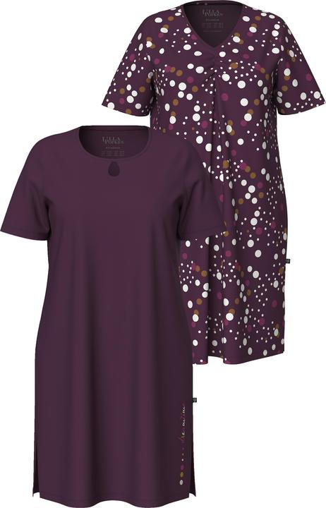 Immagine prodotto Ulla Popken Camicie da notte in confezione doppia con pallini, scollo a girocollo/V e mezze maniche (56)