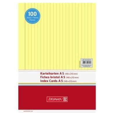 Thumbnail - Brunnen, Karteikarten, Karteikarte DIN A5 quer liniert gelb 100 St./Pack. (A5, 180 g/m²)