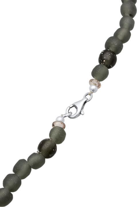 Produktbild Kuzzoi Halskette Recycelte Glas Olive Perlen Beads 925 Silber (Glas, 925er Sterling Silber, Edelstahl, Keine Schmucksteine)