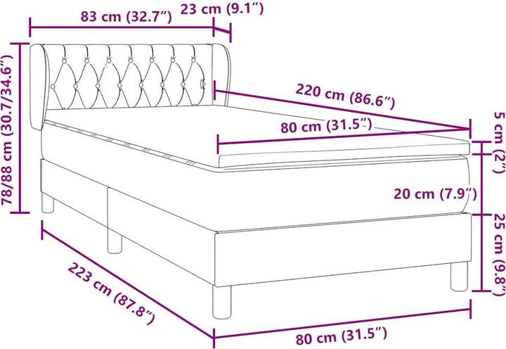 Produktbild vidaXL Boxspringbett (80 x 220 cm)