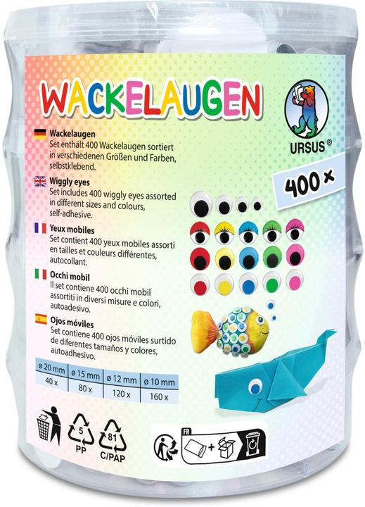 Ursus Wackelaugen 400 Stück, Selbstklebend: Ja