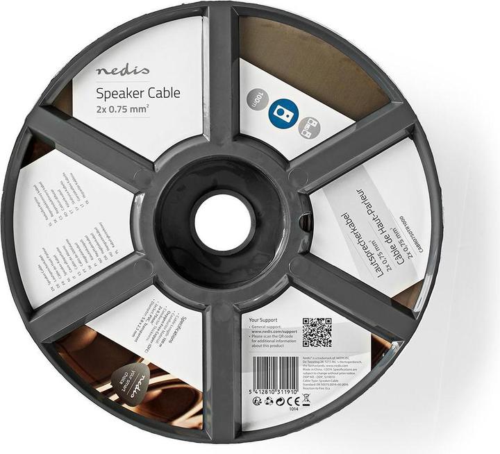 Productafbeelding Nedis Luidsprekerkabel| 2x 0,75 mm²| Koper| 100,0 m| Rond| PVC| Transparant| - Verlenging (100 m, 0.75 mm²)
