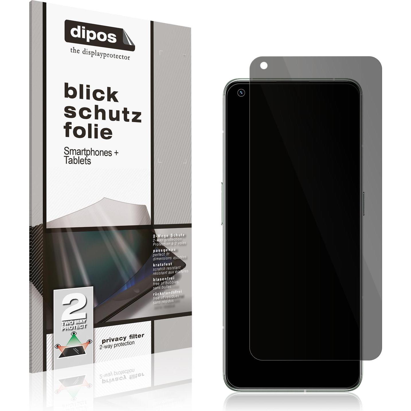 Dipos Blickschutzfolie 2-Way Anti-Shock (1 Stück, Realme GT 2 Pro), Smartphone Schutzfolie, Transparent