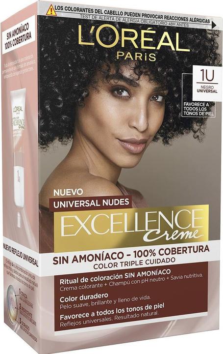 Actual product image L'Oréal Paris Excellence Creme Universal Nudes Hair Dye 1U Black (Black)