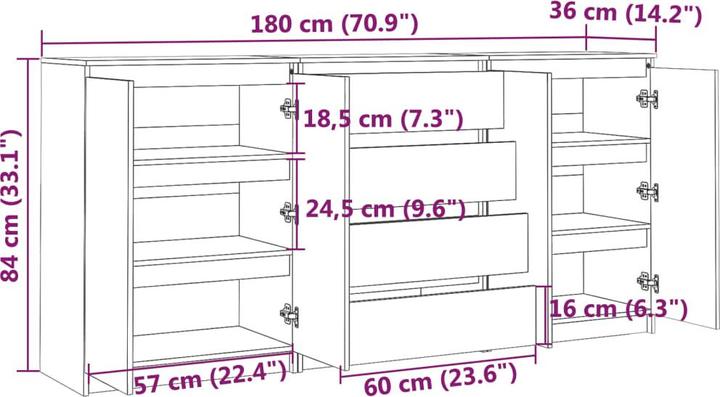 Image du produit vidaXL Beistellschrank (180 x 36 x 84 cm)
