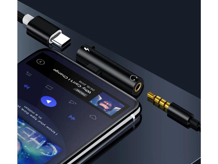 Productafbeelding PowerGuard USB-C hoofdtelefoonaansluiting 3,5 mm hoofdtelefoon & oplaadadadapter (USB Type C, 3,5 mm aansluiting)