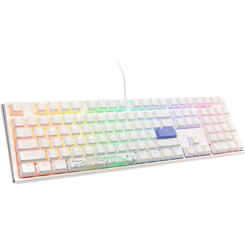 Ducky One 3 Classic Pure White Gaming Tastatur, RGB LED - MX-Silent-Red (US) (US, Kabelgebunden), Tastatur, Weiss