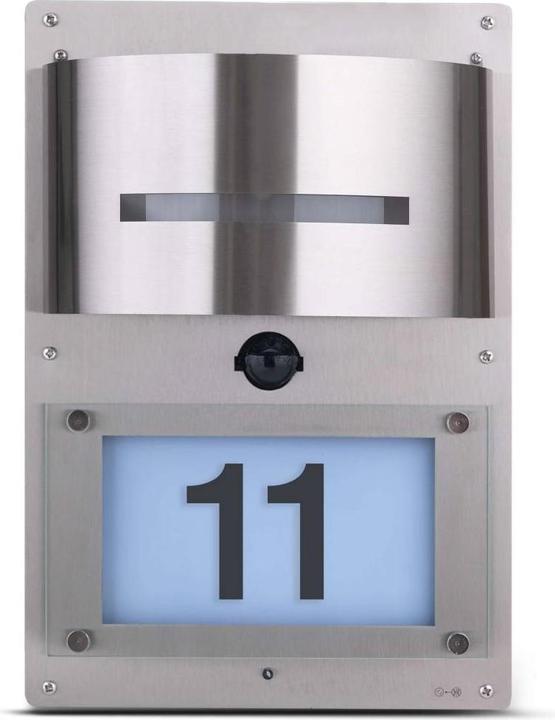 Grafner Edelstahl Wandlampe mit Bewegungsmelder und Hausnummernbeleuchtung 88HN Leuchte (E27)