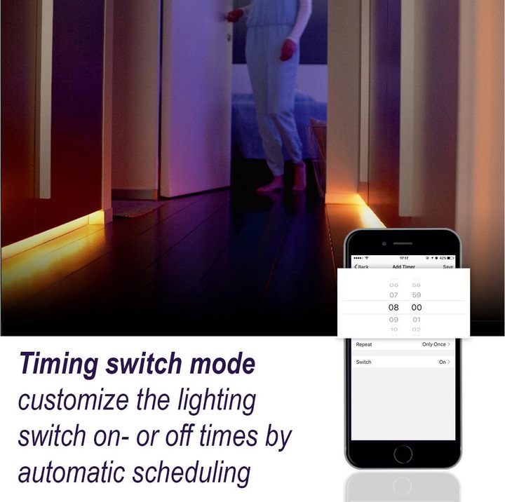 Immagine prodotto Woox Striscia LED intelligente + adattatore RGB+WW, Alexa, Google Home (Multicolore, 500 cm, Interno)