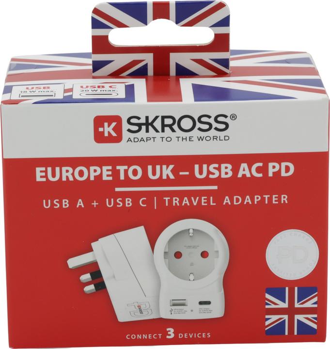 Immagine prodotto Skross Länderstecker Europe to UK USB AC20PD weiss