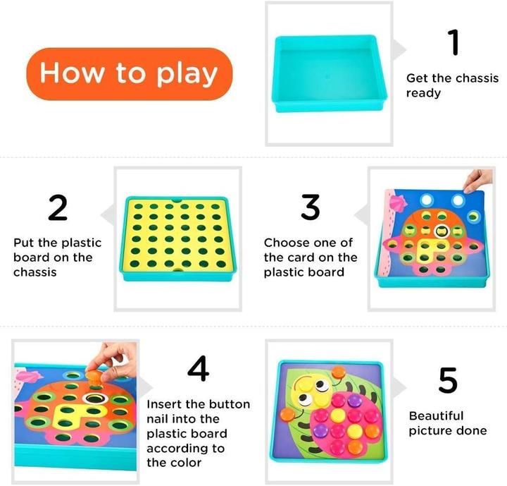 Image du produit Activity Board Mosaïque pour enfants Mosaïque éducative avec 18 plaques colorées et 50 perles à assembler