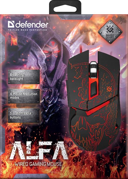 Produktbild Defender Alfa GM-703L Maus rechts USB Typ-A Optisch 3200 DPI (Kabelgebunden)