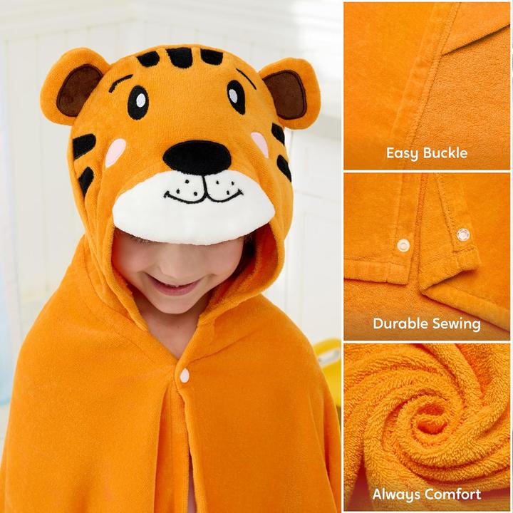 Actual product image Joiedomi Tiger-Badeponcho Kinder Kapuzenhandtuch (76x127 cm)
