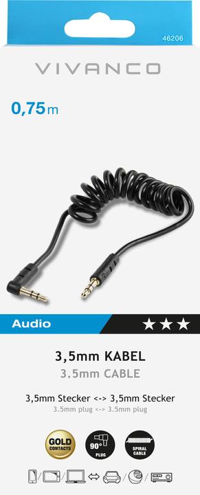 Immagine prodotto Vivanco 3,5 mm-3,5 mm (0.75 m, Connettore da 3,5 mm (AUX))