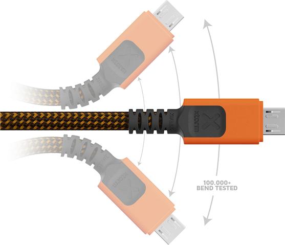 Actual product image Xtorm USB-A -> microUSB 1.5m Xtreme cable orange black (1.50 m)