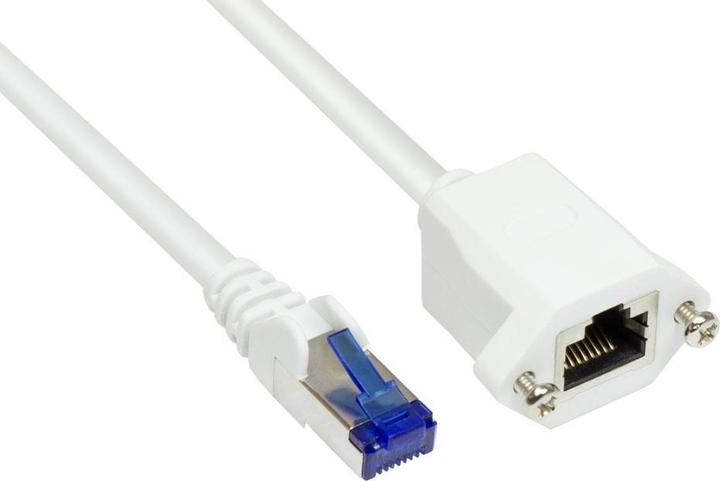 Produktbild Varia RJ45 Patchkabelverlängerung mit Einbaubuchse, Cat. 6A, S/FTP, PiMF, halogenfrei, weiss, 0,5m (S/FTP, CAT6a, 0.50 m)
