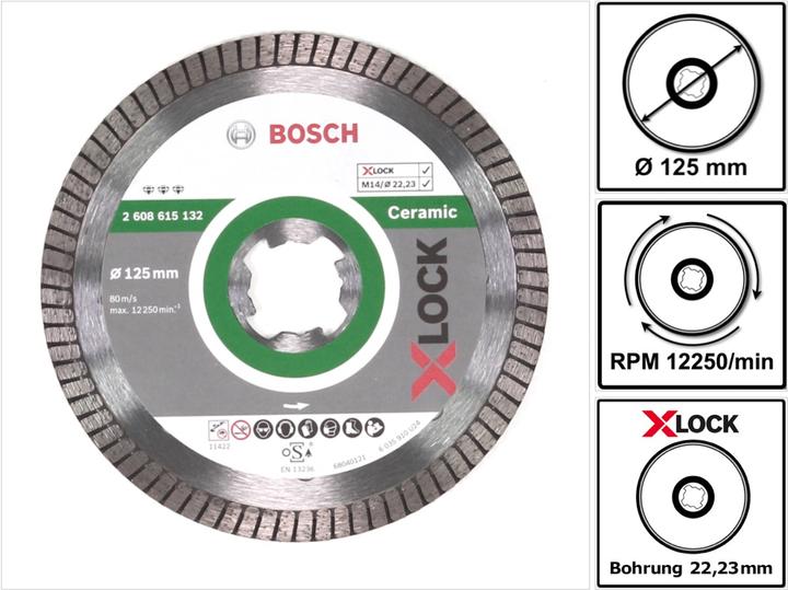 Produktbild Bosch Professional Zubehör PRO Ceramic X-Lock Diamanttrennscheibe, 125 x 22,23 mm, 22,23 mm
