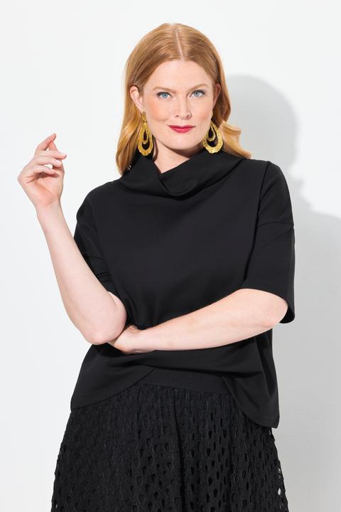 Produktbild Ulla Popken Sweatshirt, Oversized, Schalkragen, Halbarm (50, 52)