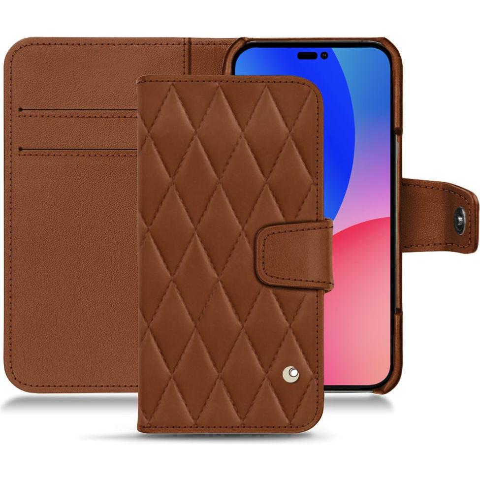 Noreve Lederschutzhülle Wallet (Apple iPhone 14 Pro Max), Smartphone Hülle, Braun