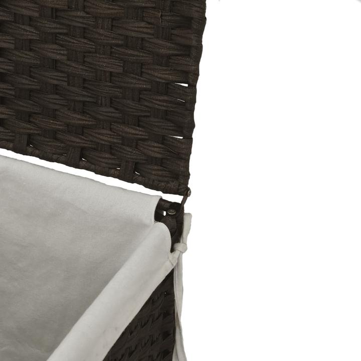 Produktbild VidaXL Wäschekorb mit 2 Fächern Dunkelbraun 53x35x57 cm Poly