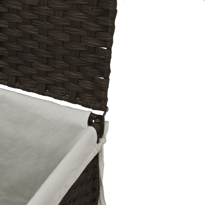 Actual product image VidaXL Laundry basket with 2 compartments Dark brown 53x35x57 cm Poly
