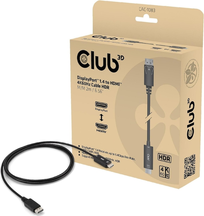 Actual product image Club 3D DisplayPort 1.4 Cable to HDMI 2.0b Active Adapter (2 m, DisplayPort)