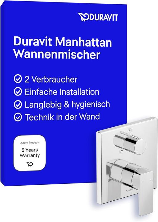 Productafbeelding Duravit Manhattan ééngreeps inbouw badmengkraan, consumenten 2, MH5210012