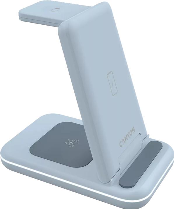 Image du produit Canyon WS-304, Chargeur sans fil pliable 3en1, avec bouton tactile pour l'éclairage de l'eau, Entrée (15 W)