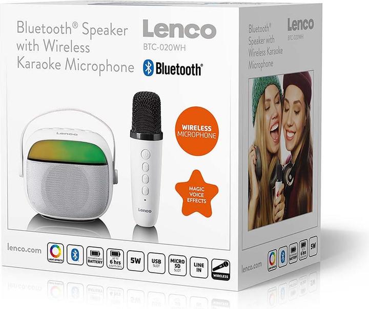 Actual product image Lenco Głośnik Bluetooth skalrunis ar mikrofonu BTC-020WH (8711902093770) (4 h)