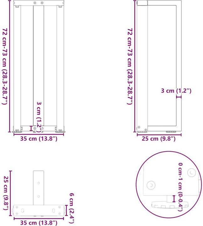 Image du produit vidaXL Konsolentischbein (38 x 25 x 73 cm)