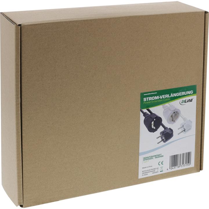 Productafbeelding InLine Verlengsnoer met aardcontact haaks / stopcontact, zwart, 20m (20 m, CEE 7/3)