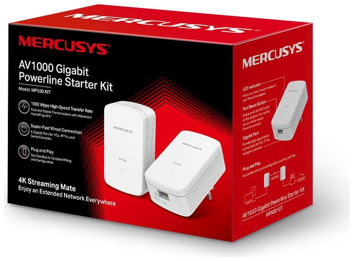 Produktbild Mercusys POWERLINE AV1000 KIT 1P GIGABIT 1000MBPS 2 UNIT&#192 (1000 Mbit/s)