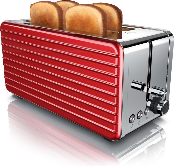 Produktbild Arendo Toaster Langschlitz für 4 Scheiben, 1500 W, Edelstahl, Brötchenaufsatz, DESAYUNO