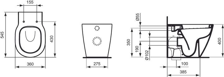 Actual product image Ideal Standard Connect washdown WC E8231