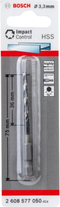 Produktbild Bosch Professional Zubehör HSS Spiralbohrer mit Sechskantschaft 3,3 mm (3,3 Millimeter)